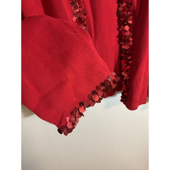 Linea Louis Dell’olio Women’s M Cardigan And Shirt Combo Red Sequin Art to Wear - Picture 2 of 12